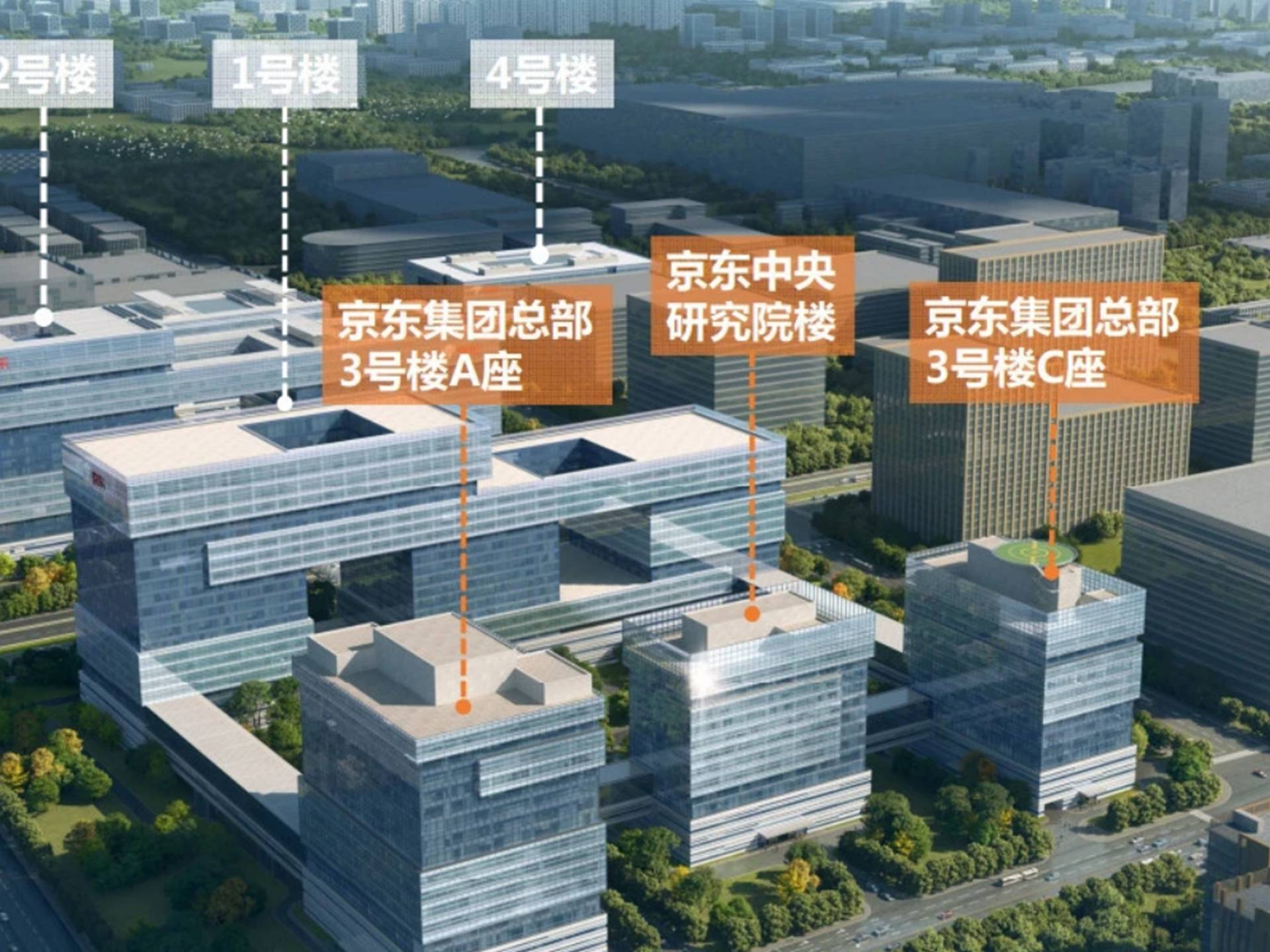 京東集團總部擴建：研究院單獨一幢　3號樓頂帶停機坪[圖]